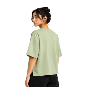 Premium Womens Boxy Fit T Shirt Custom Cotton Short Sleeve Casual Streetwear Tee Wholesale OEM ODM Private Label Apparel Boxy - Product Image 2