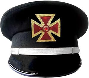 Gorra de fatiga de la Gran Comandancia de los Caballeros Templarios - Cruz metálica roja con trenza (oro/plata) Tipo de cierre: Elástico - Product Image 4