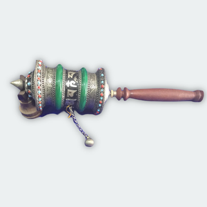 Nouvel Arrivage : Ensemble de roues de prière sculptées en pierre verte, ambre et laiton, motif bouddhiste gravé, cadeau de fêtes - Product Image 6