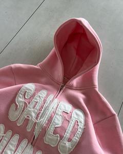 Sweat à capuche vintage surdimensionné en coton French Terry 500 g/m² de haute qualité, style streetwear, avec broderie et patchwork - Product Image 3