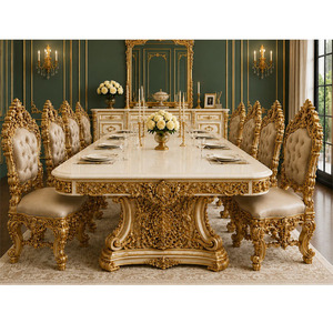 High Quality Luxury Hand-Carved Teak <b>Wood</b> <b>Dining</b> Set Buy <b>Dining</b> Chairs Maharaja Palace 8-Seater Luxurious Golden <b>Dining</b> <b>Table</b> - Product Image 1