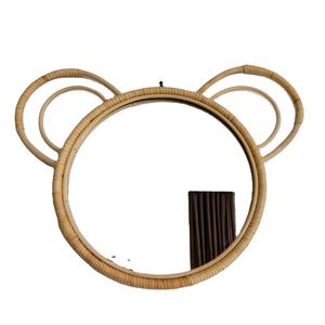 Nouveau design RM47 pour la vente en gros, miroir rond en rotin naturel à 2 couches, forme d'oreille d'ours pour la décoration de la maison, Nhat Minh - Product Image 1