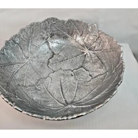 Élégant plateau décoratif en métal argenté en forme de feuille, fait main, pour centre de table, mariage, célébration, décoration d'hôtellerie