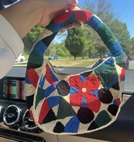 Tas Selempang Wanita India Gaya Bohemian Bermotif Botol Champagne dengan Hiasan Manik-Manik, Tas Belanja Pesta, Tas Messenger Berkualitas Tinggi