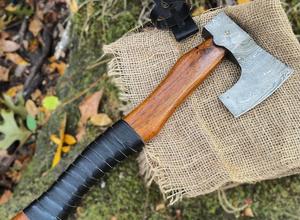 Hand-Forged Damascus <b>Axe</b> - 16" Professional Bushcraft <b>Axe</b>, Full Tang Blade with Leather Grip, Ideal for Outdoor work and Gifts - Product Image 5