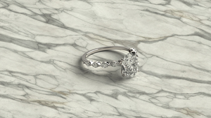 แหวนหมั้นเพชรทรงรีเคลือบทอง 18K 14K เพชรเพาะเลี้ยงในห้องปฏิบัติการ พร้อมแถบประดับด้านข้างทรงมาร์คีส์ แหวนแต่งงานแบบโซลิแทร์สำหรับผู้หญิง - Product Image 4