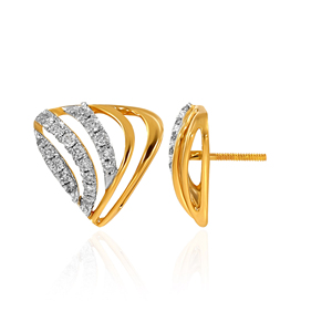 Pendientes de Diamantes Radiant Swirl, Pendientes de Diamantes de Oro Amarillo de Lujo para Mujer, Corte Baguette, Color G, Uso Diario, Diseño Geométrico - Product Image 3