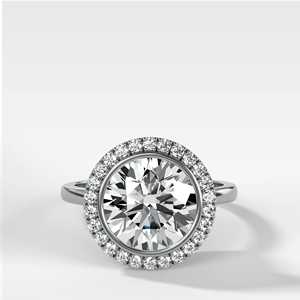 Bagues de fiançailles en diamant de laboratoire rond de 3 carats en or massif 14K 18K avec halo serti, bagues de mariage solitaires uniques en gros - Product Image 3