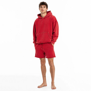 <b>Men's</b> Cotton Hoodie and Shorts Set Custom Logo <b>Pullover</b> Sweatshirt Casual Sportswear Wholesale - Product Image 1