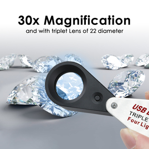 30X Silver Color Jewelers Loupe with UV & LED <b>Lights</b> with Four <b>Light</b> Modes, 22mm Foldable Loupe Jewelry Magnifier for Jewelry - Product Image 4