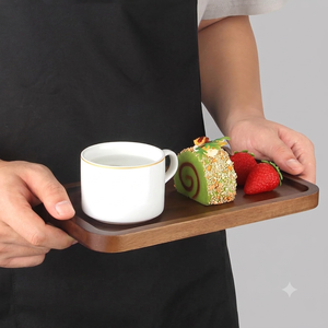 Smooth Carved Hardwood Rectangle <b>Tray</b> <b>Warm</b> Honey Grain Wood Platter with Stadium Curved Corners & Raised Rim - Product Image 2