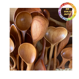 Cuchara de Madera Natural Hecha a Mano, Diseño Personalizado, Ecológica, Modelo 99 Gold Data Thea, Cuchara para Café y Té, Regalo de Cocina, Camping, OEM, ODM - Product Image 2
