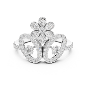 Couronne florale ronde et diamant taillé en perle, diamant de laboratoire, vintage, plaqué rhodium, or rose massif 18 carats, pour femme, mariage, fiançailles, cadeau, usage quotidien - Product Image 5