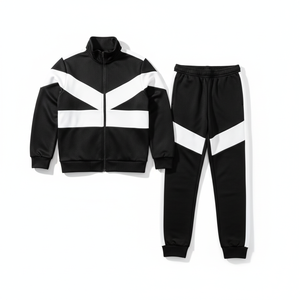 Vintage Strip <b>Tracksuit</b> Men's Jogging Full <b>Tracksuit</b> ,Hoodies Gym Contrast Fleece Joggers Set <b>Tracksuit</b>, Slim Fit Men <b>Tracksuit</b> - Product Image 1