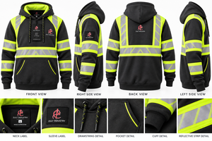 Sweat-shirt de sécurité haute visibilité imperméable de qualité supérieure avec manches longues, réfléchissant, pour le travail, service OEM personnalisé - Product Image 6