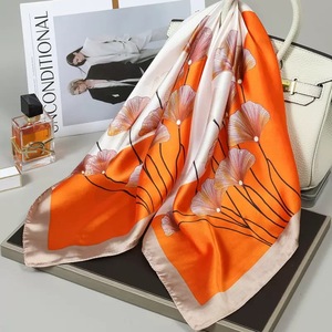 Kneka Elegant Women's 100% <b>Silk</b> Square Scarf Solid Casual Multi-Functional Daily Wear Shawl All Seasons Muslim - Product Image 4