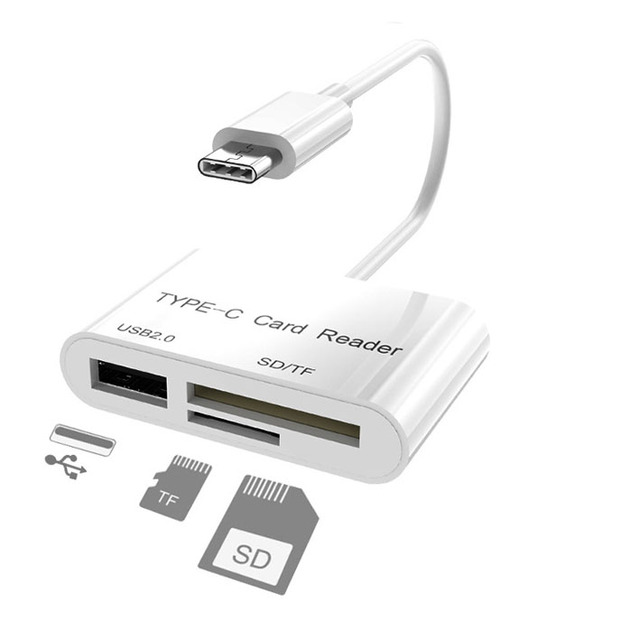 OTG Adapter 3 in 1 USB 2.0 SD Card Reader Adapter Type C Cable SD Card TF Smart Memory Card Reader Camera Connection Laptop