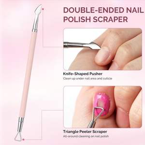 Kit de coupe-cuticules en acier inoxydable, pousse-cuticules et dissolvant double face, coupe-ongles acrylique, outils de manucure et pédicure 4-en-1 pour la maison et le salon - Product Image 4