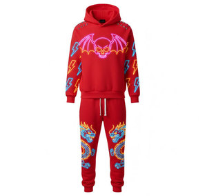 Sweat-shirt à capuche futuriste pour homme avec motifs néon et graphiques électroniques, style cyber vibrant - Product Image 6
