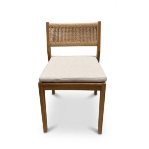 Silla de Patio Minimalista de Teca Resistente a la Intemperie, Asiento de Comedor de Cuerda Tejida, para Playa, Resort, Hotel, Terraza, Proyecto, Contrato, Suministro - Product Image 1