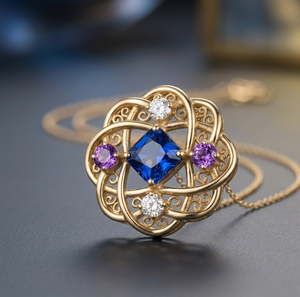 สร้อยคอไฮโดรสีน้ำเงินทรงสี่เหลี่ยมมินิมอล หินขนาด 8 มม. ความยาว 16 นิ้ว เงินแท้ 925 ชุบทอง 18K เครื่องประดับทันสมัยสำหรับใส่ทุกวัน - Product Image 2