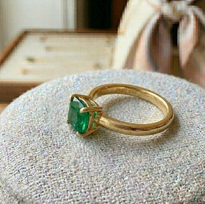 Dainty Green Onyx <b>Ring</b> 8mm Cushion Cut 925 Sterling Silver Gold Plated Simple Gift <b>Ring</b> Fine Jewelry At Wholesale Price - Product Image 2