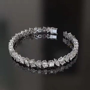 New Round Shape Lab Grown Diamond Tennis Bracelet Bezel Setting 18K Yellow Gold Diamond Bracelet for Both <b>Men</b> and Women - Product Image 5