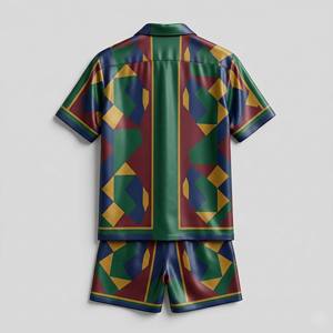 Conjunto de Dos Piezas de Lujo para Hombre, 100% Algodón Transpirable, Camisa de Manga Corta y Pantalones Cortos Personalizados, Ropa Casual de Verano para la Playa - Product Image 2