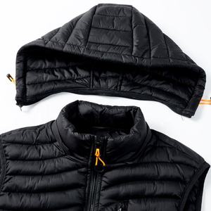 Chaleco de Invierno con Capucha para Hombre, Ligero, de Poliéster, Cortavientos, Informal, con Cierre de Cremallera, Color Sólido - Product Image 6