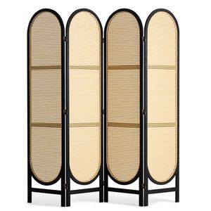4-pannello tessuto a mano in Rattan marrone divisorio per Privacy pieghevole portatile schermi in legno cerniere Freestanding divisorio da parete per vivere - Product Image 1