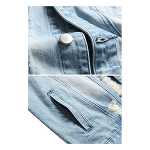 แจ็คเก็ตยีนส์ผู้ชายทรงสลิมฟิต แจ็คเก็ตเดนิมขาดๆ เท่ห์ๆ สไตล์สตรีทแวร์ลำลอง แฟชั่นเสื้อคลุมทนทาน - Product Image 4