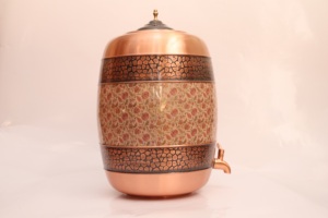 Handcrafted Pure <b>Copper</b> Water Dispenser Ayurvedic Storage Tank with Floral Print & Leak-Proof Tap for Home Office Usage - Product Image 6