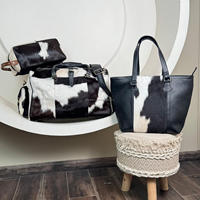 Nouvel arrivage Ensemble de voyage 3 pièces en cuir de vachette véritable Sac polochon fourre-tout et trousse de toilette Ensemble de bagages pour hommes et femmes