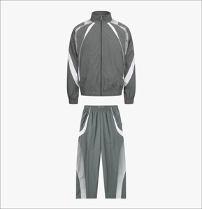 Ensemble de survêtement en nylon personnalisé avec veste zippée et pantalon, coupe-vent léger décontracté en nylon pour homme, veste coupe-vent pour homme, survêtement pour homme - Product Image 1