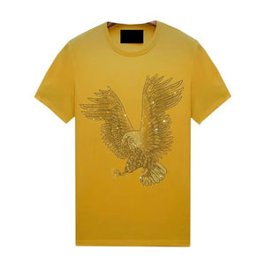 Camiseta de Verano Casual con Pedrería Personalizada, de Algodón, de Secado Rápido, con Mangas Cortas, 100% Algodón, Venta al Por Mayor - Product Image 1