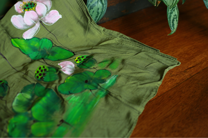 Bufanda étnica elegante hecha a mano para mujer 100% tela orgánica de ramio bordado Floral de alta calidad cuadrado pintado a mano de Vietnam - Product Image 2