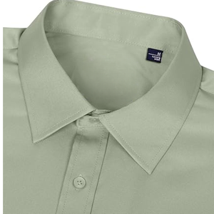 Camisa de Vestir de Manga Larga para Hombre, Sin Arrugas, Elástica, Lisa, Formal, con Botones y Bolsillo en el Pecho - Product Image 3