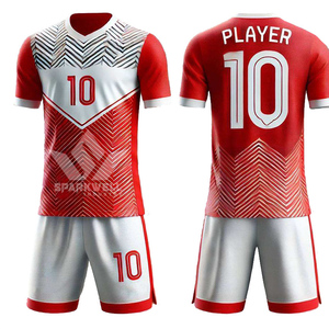Men's Geometric Soccer Jersey Set V-Neck Short Sleeve Moisture Wicking Quick Dry Polyester Shorts Custom Team Soccer Uniform - Product Image 5