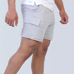 <b>Men's</b> Gray Cotton Bermuda <b>Shorts</b> Mid Waist Elastic <b>With</b> <b>Zip</b> <b>Pocket</b> Casual Style Breathable Knitted Fabric - Product Image 4