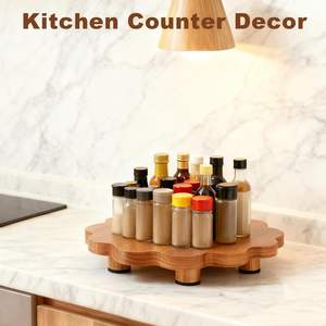 Plateau décoratif rond en bois rustique, porte-savon pour cuisine et salle de bain, organisateur de comptoir, style ferme - Product Image 2