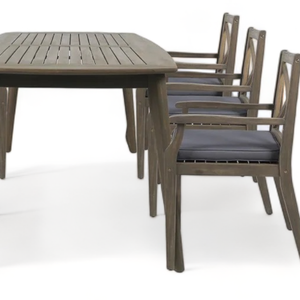 Juego de Comedor de Estilo Moderno, Muebles de Patio para Exteriores con Estructura de Madera de Teca para Decoración del Hogar - Product Image 6