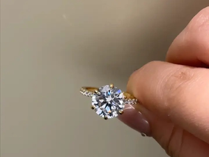 925 Moissanite 4.0 Carat 10.0mm Classic Round Cut <b>Solitaire</b> Engagement <b>Ring</b> in Sterling <b>Silver</b> Yellow Gold Plating VVS Clarity - Product Image 4