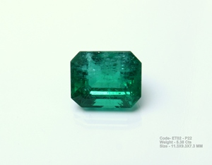 Piedra de Esmeralda de Rajastán Verde Intenso Natural Certificada de 5.38 Quilates - Corte Octogonal Grande en Escalones para Joyería Personalizada para Hombre y Mujer - Product Image 1