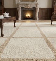 Tapis géométrique moderne à grille, rectangulaire, en laine tuftée, avec dos antidérapant en caoutchouc, pour salon et usage domestique