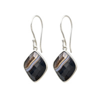 Spedizione Rapida Orecchini Pendenti con Agata Botswana Taglio Rosa 21.08CTW Gioielli in Argento Sterling 925 per Donne