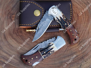 Luxury Damascus Steel Folding <b>Knife</b> Wood Epoxy Handle OEM Back <b>Lock</b> Outdoor Hunting <b>Knife</b> Drop Point Blade 3-Year Warranty - Product Image 4