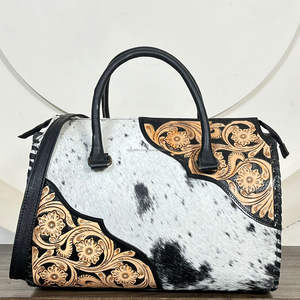 กระเป๋าหนังวัวแท้ลายดอกไม้สไตล์ตะวันตก งานแฮนด์เมด สำหรับงาน March Expo  รับผลิตแบบ OEM ODM ขายส่ง - Product Image 4