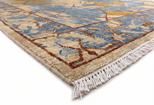 Tapis en laine Oushak moderne, écologique, antidérapant, tufté à la main, texture unie, poils moyens, bordure vieillie pour salon - Product Image 5