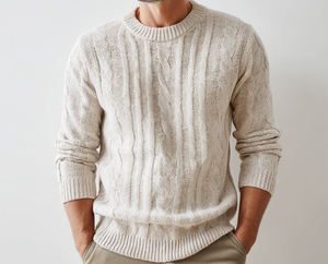 Suéter de punto personalizado para hombre, 100% algodón, manga larga, cuello redondo, antipilling, con trenzas, para negocios, otoño, antiarrugas - Product Image 6
