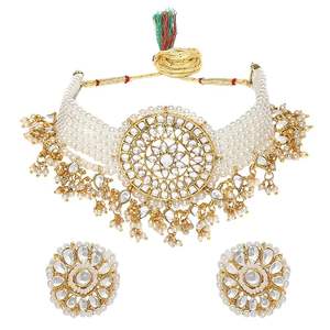 Conjunto de Gargantilla de Perlas Estilo Bollywood, Chapado en Oro, Hecho a Mano, Collar Kundan con Pequeñas Gotas de Perlas para Fiestas de Mujeres - Product Image 3